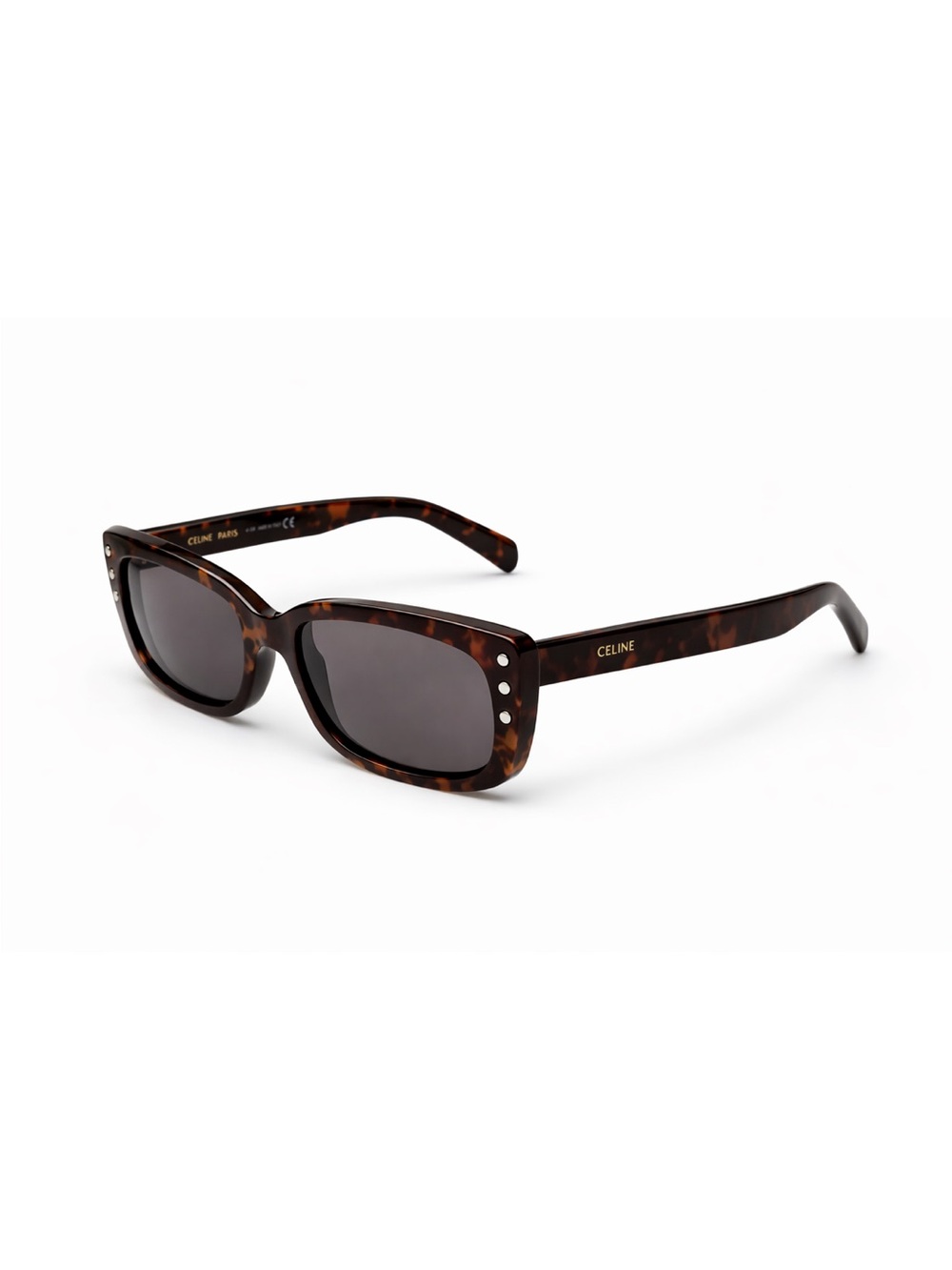 Celine Women’s Dark Tortoiseshell Sunglasses with Stud Accent - Picture 2 of 9